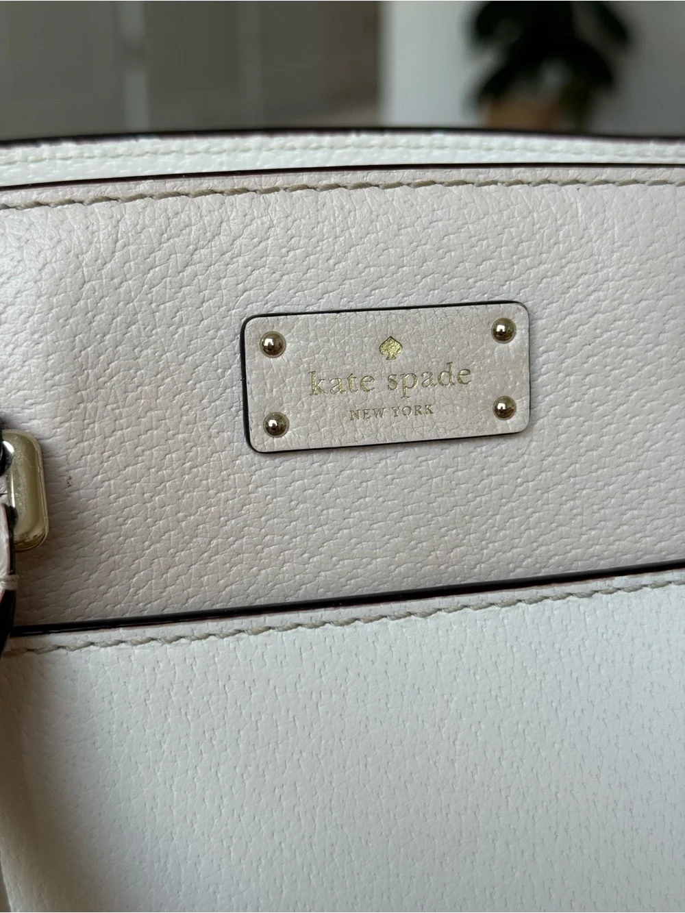 Kate Spade Grove Street Caley Satchel Cement Beige Pink White